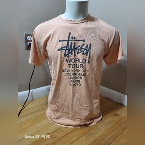 Stussy Mens World Tour Tee Shirt Size M...in good condition...no holes, spots or